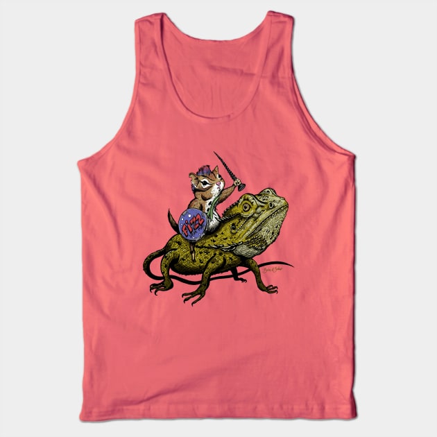 Post Apocalyptic Chipmunk Riding a Lizard Tank Top by brodiehbrockie